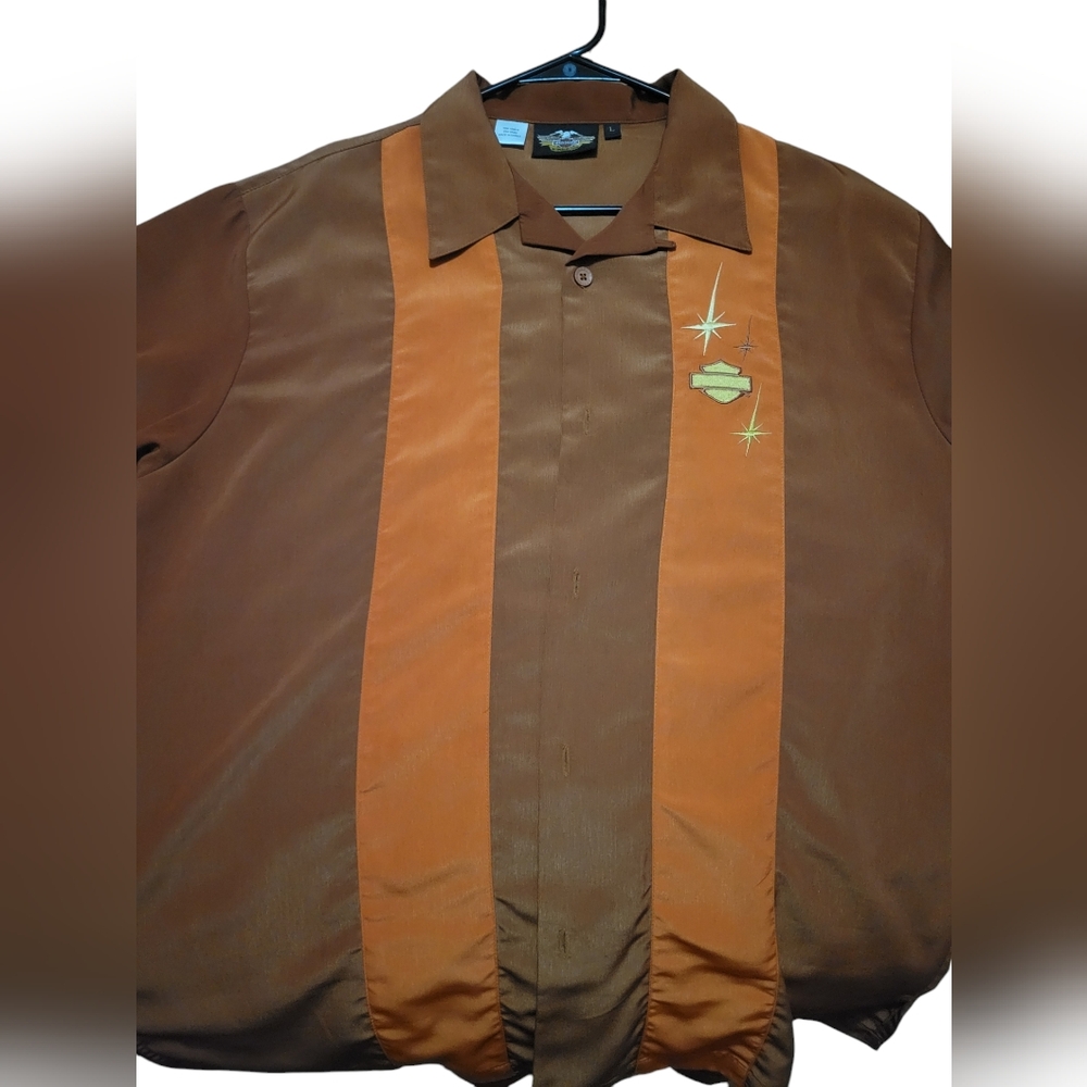 Vintage harley davidson bowling shirt las vegas style button up